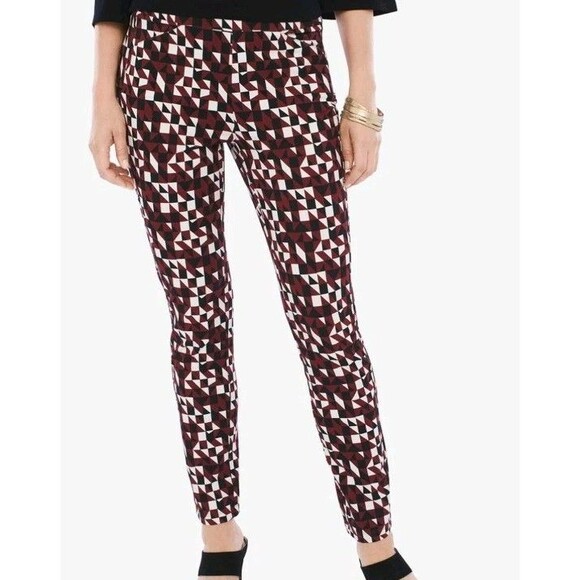 Travelers Collection By Chico's Geo Crepe Knit Ankle Pants Size 1 US M - Picture 1 of 11